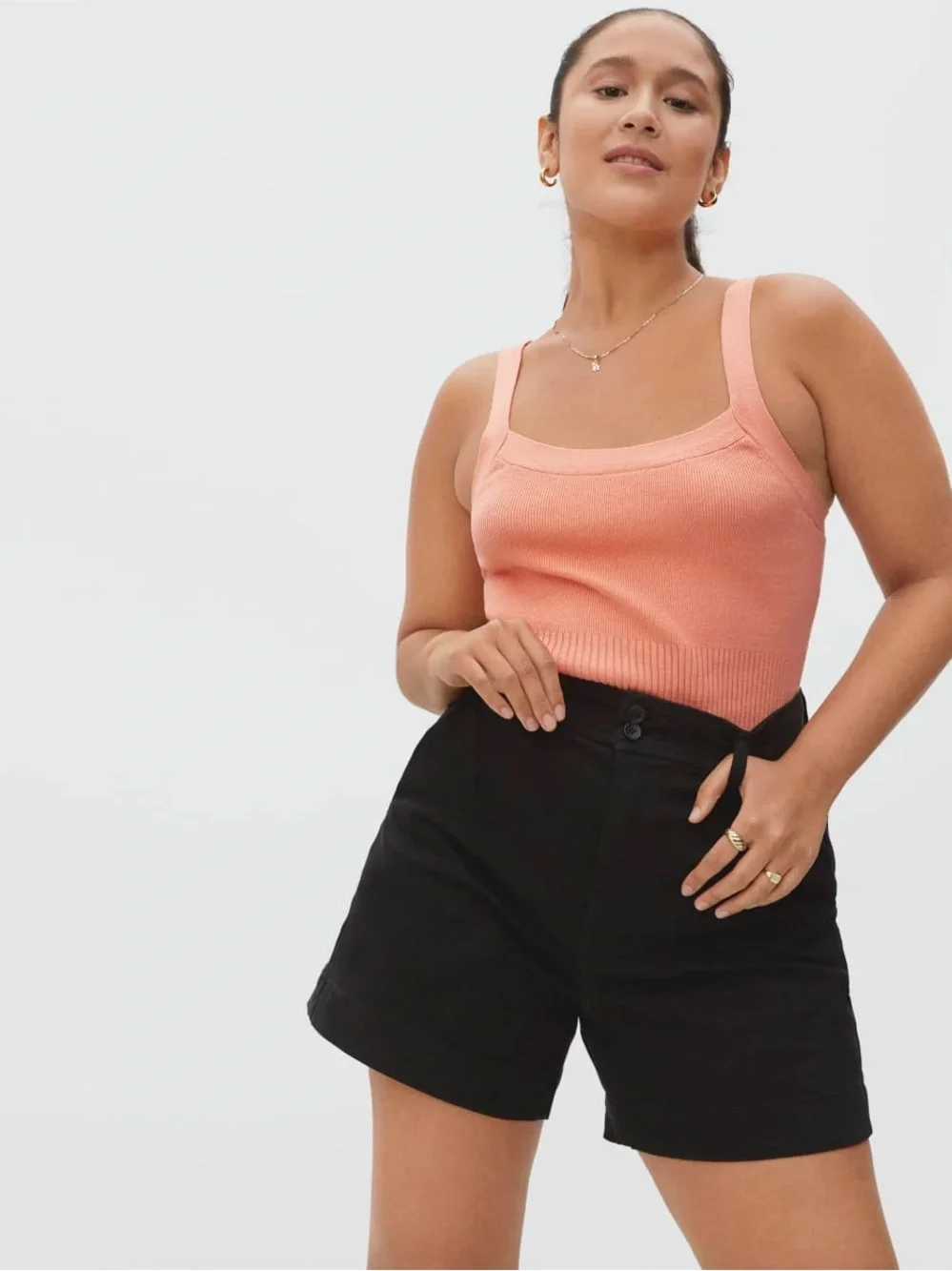 Everlane The Way High Twill Shorts in Black Size: 10